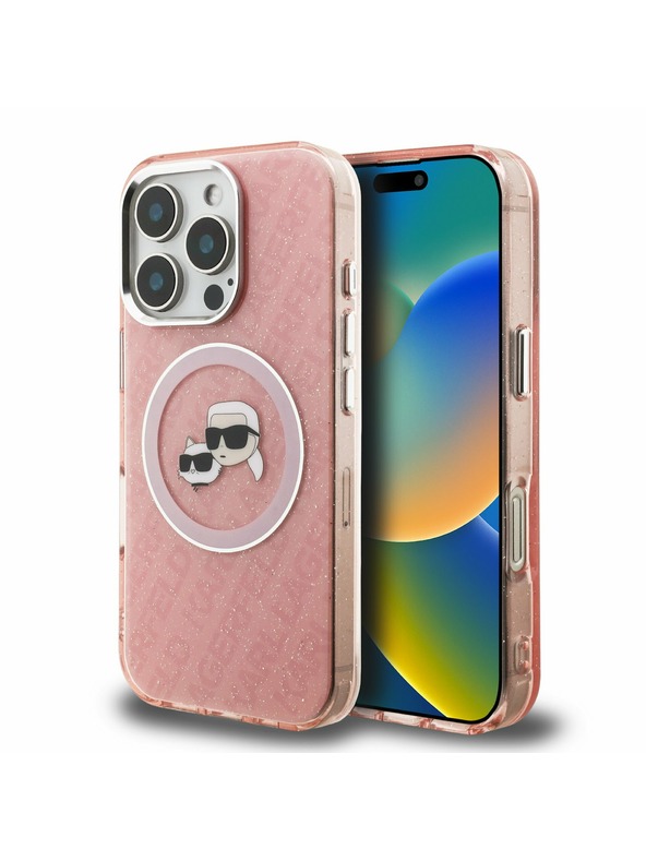 Karl Lagerfeld Karl Lagerfeld IML K&CH Heads Repeated Logo MagSafe Zadnji Ovitek za iPhone 16 Pro Max Pink