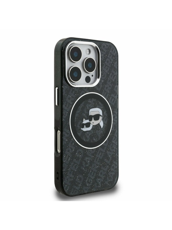 Karl Lagerfeld Karl Lagerfeld IML K&CH Heads Repeated Logo MagSafe Zadnji Ovitek za iPhone 16 Pro Max Black