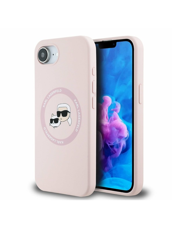 Karl Lagerfeld Karl Lagerfeld Liquid Silicone K&CH Heads MagSafe Zadnji Ovitek za iPhone 16e Pink