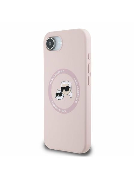 Karl Lagerfeld Karl Lagerfeld Liquid Silicone K&CH Heads MagSafe Zadnji Ovitek za iPhone 16e Pink