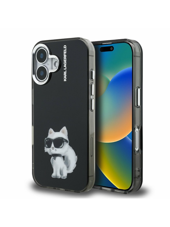 Karl Lagerfeld Karl Lagerfeld IML Aquarelle Choupette Zadnji Ovitek za iPhone 16 Black