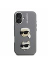 Karl Lagerfeld Karl Lagerfeld Grained PU K&CH Heads Zadnji Ovitek za iPhone 16 Grey