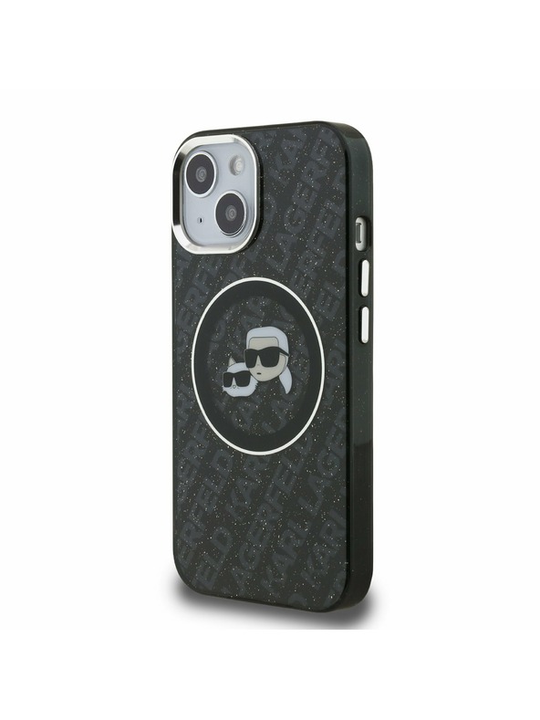 Karl Lagerfeld Karl Lagerfeld IML K&CH Heads Repeated Logo MagSafe Zadnji Ovitek za iPhone 15 Black