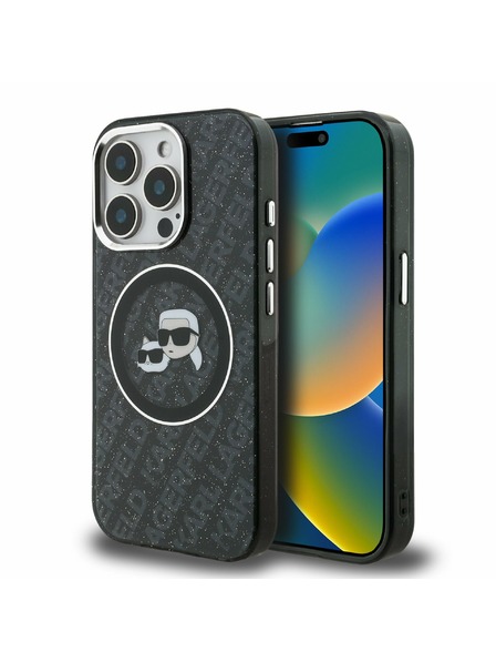 Karl Lagerfeld Karl Lagerfeld IML K&CH Heads Repeated Logo MagSafe Zadnji Ovitek za iPhone 15 Pro Max Black