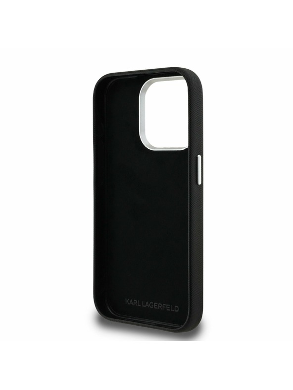 Karl Lagerfeld Karl Lagerfeld Grained PU K&CH Heads Zadnji Ovitek za iPhone 15 Pro Max Black
