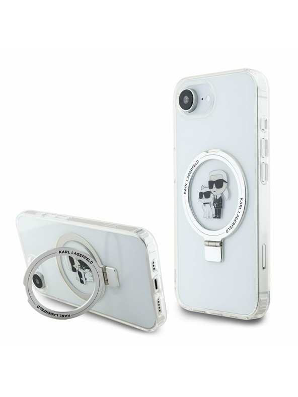 Karl Lagerfeld Karl Lagerfeld Ringstand Karl and Choupette MagSafe Zadnji Ovitek za iPhone 16e White