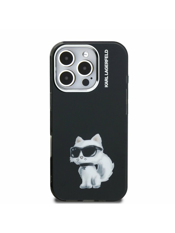 Karl Lagerfeld Karl Lagerfeld IML Aquarelle Choupette Zadnji Ovitek za iPhone 16 Pro Max Black