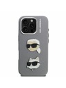 Karl Lagerfeld Karl Lagerfeld Grained PU K&CH Heads Zadnji Ovitek za iPhone 16 Pro Grey