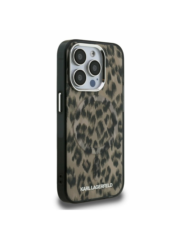 Karl Lagerfeld Karl Lagerfeld IML Leopard MagSafe Zadnji Pokrov za iPhone 15 Pro Rjav