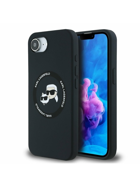 Karl Lagerfeld Karl Lagerfeld Tekoč Silikonski K&CH Glave MagSafe Zadnji Pokrov za iPhone 16e Črn
