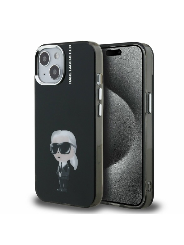 Karl Lagerfeld Karl Lagerfeld IML Akvarel Karl Zadnji Pokrov za iPhone 15 Črn