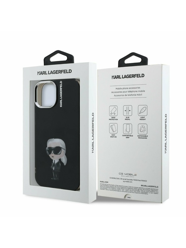 Karl Lagerfeld Karl Lagerfeld IML Akvarel Karl Zadnji Pokrov za iPhone 15 Črn