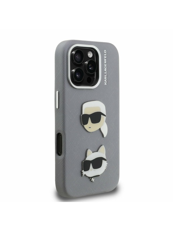 Karl Lagerfeld Karl Lagerfeld Grained PU K&CH Glave Zadnji Pokrov za iPhone 16 Pro Max Siv