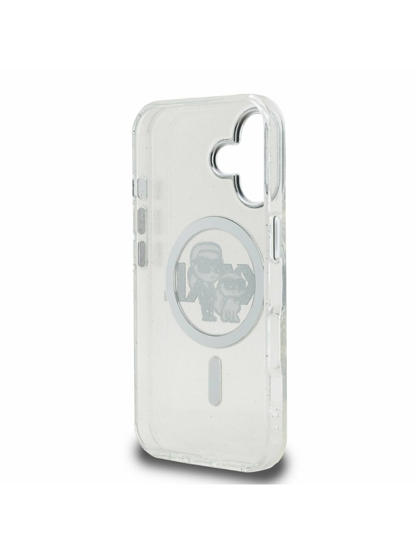 Karl Lagerfeld Karl Lagerfeld IML Bleščice Karl in Choupette Skica MagSafe Zadnji Pokrov za iPhone 16 Prozoren