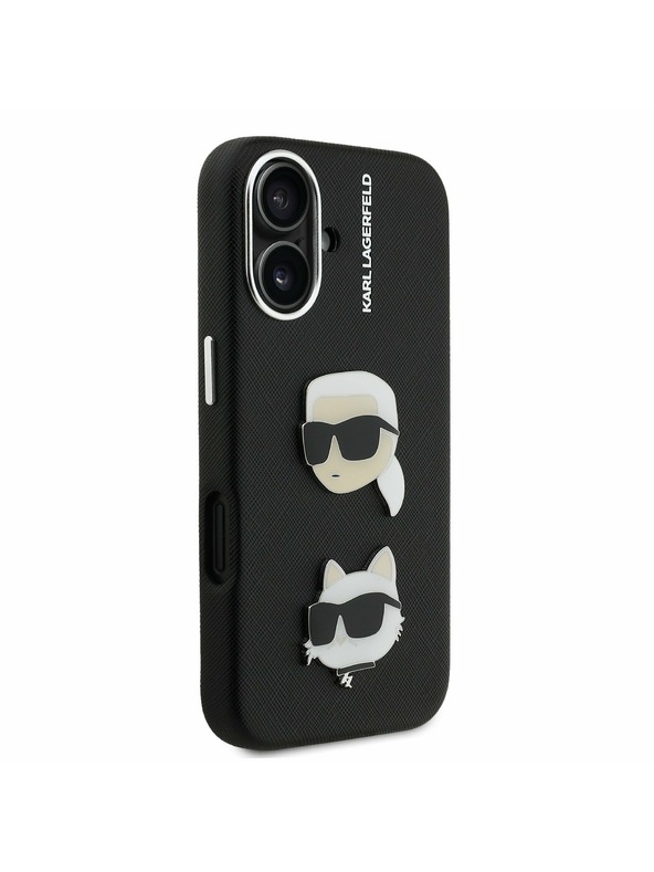 Karl Lagerfeld Karl Lagerfeld Grained PU K&CH Glave Zadnji Pokrov za iPhone 16 Črn