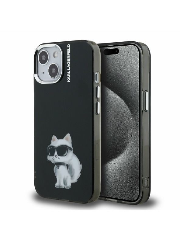 Karl Lagerfeld Karl Lagerfeld IML Akvarel Choupette Zadnji Pokrov za iPhone 15 Črn