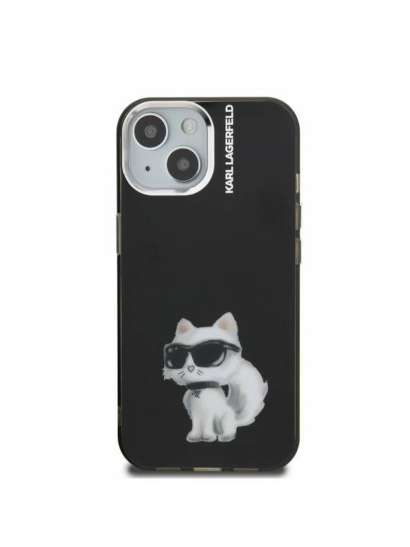 Karl Lagerfeld Karl Lagerfeld IML Akvarel Choupette Zadnji Pokrov za iPhone 15 Črn