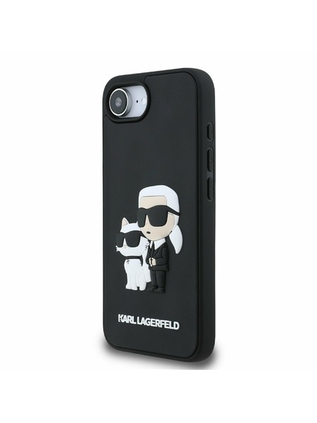 Karl Lagerfeld Karl Lagerfeld 3D Gumijast Karl in Choupette Zadnji Pokrov za iPhone 16e Črn