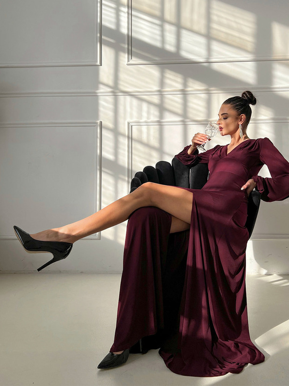 Edoti PATRICIA maxi obleka - vinsko rdeča