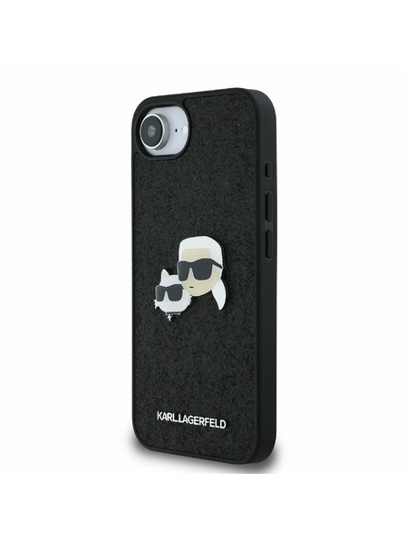 Karl Lagerfeld Karl Lagerfeld Fixed Glitter Metal K&CH zadnji pokrov za iPhone 16e Black