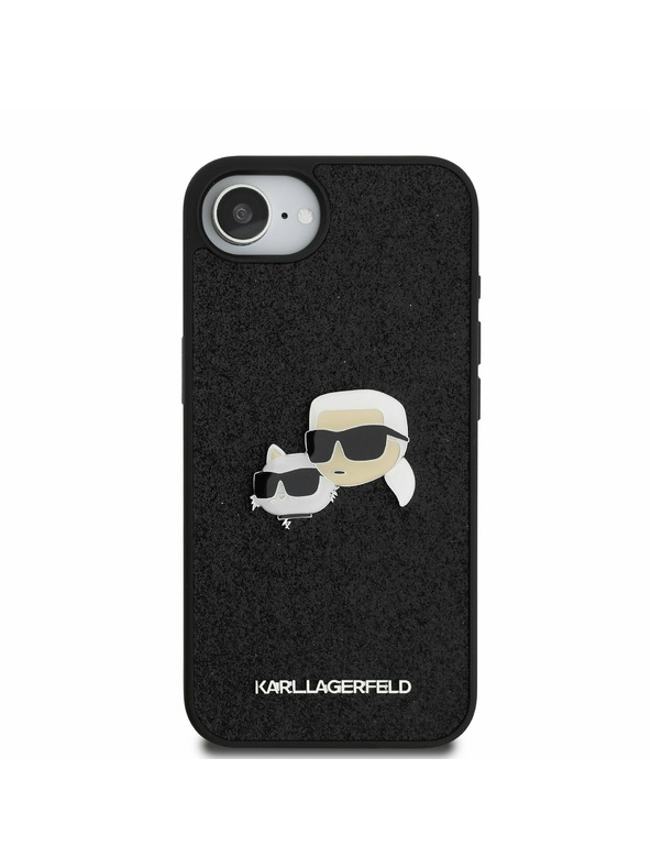Karl Lagerfeld Karl Lagerfeld Fixed Glitter Metal K&CH zadnji pokrov za iPhone 16e Black