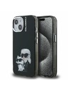 Karl Lagerfeld Karl Lagerfeld IML Aquarelle Karl and Choupette zadnji pokrov za iPhone 15 Black