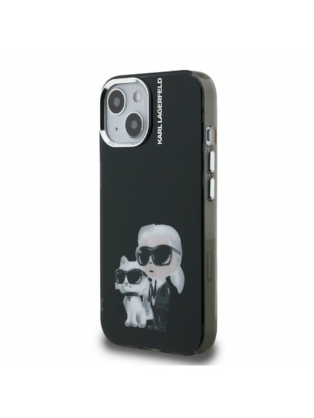 Karl Lagerfeld Karl Lagerfeld IML Aquarelle Karl and Choupette zadnji pokrov za iPhone 15 Black