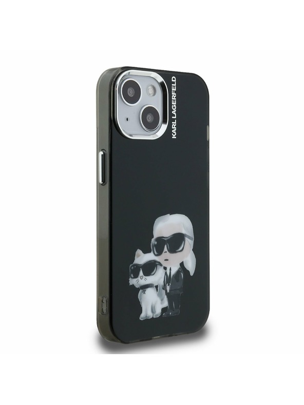 Karl Lagerfeld Karl Lagerfeld IML Aquarelle Karl and Choupette zadnji pokrov za iPhone 15 Black