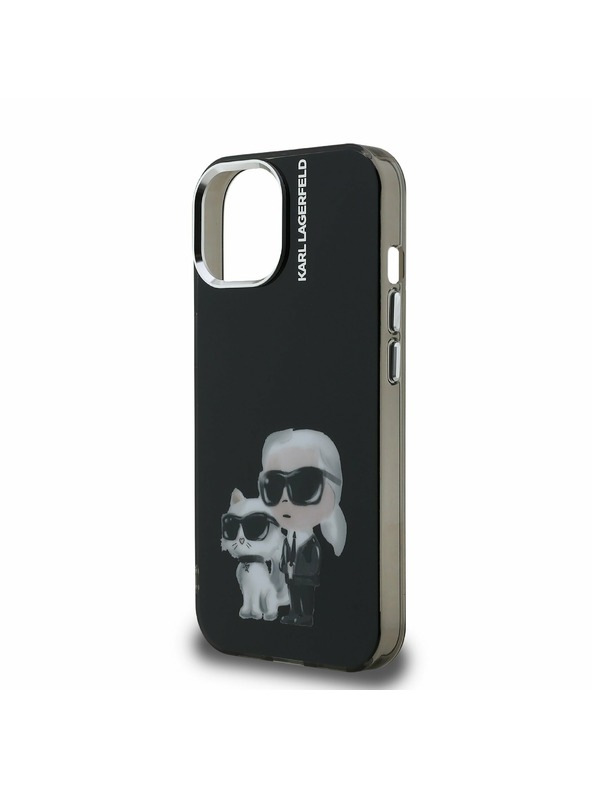 Karl Lagerfeld Karl Lagerfeld IML Aquarelle Karl and Choupette zadnji pokrov za iPhone 15 Black
