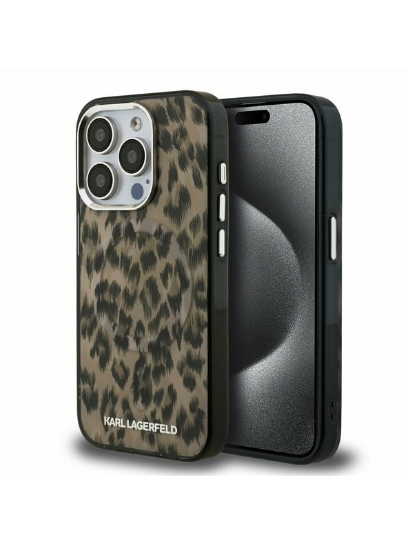 Karl Lagerfeld Karl Lagerfeld IML Leopard MagSafe zadnji pokrov za iPhone 15 Pro Max rjav
