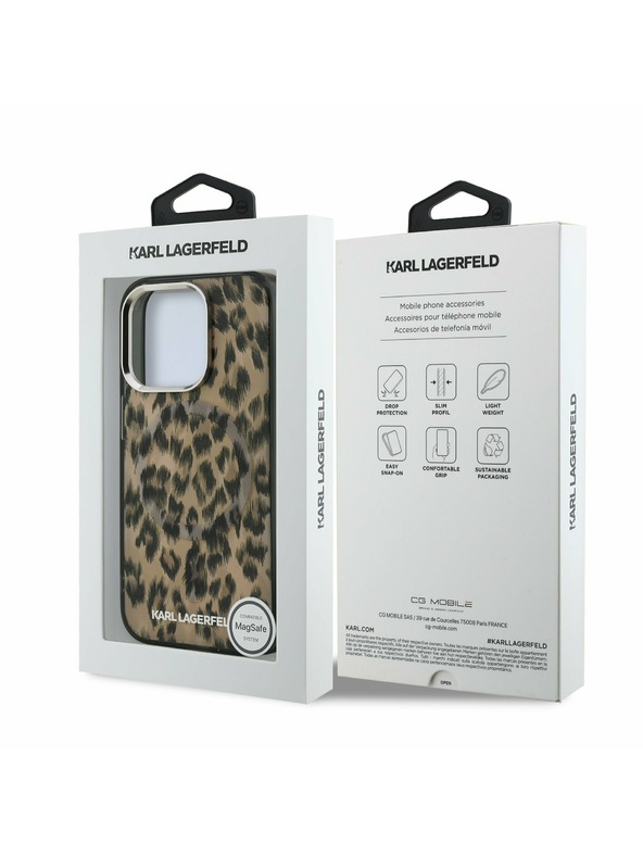 Karl Lagerfeld Karl Lagerfeld IML Leopard MagSafe zadnji pokrov za iPhone 15 Pro Max rjav