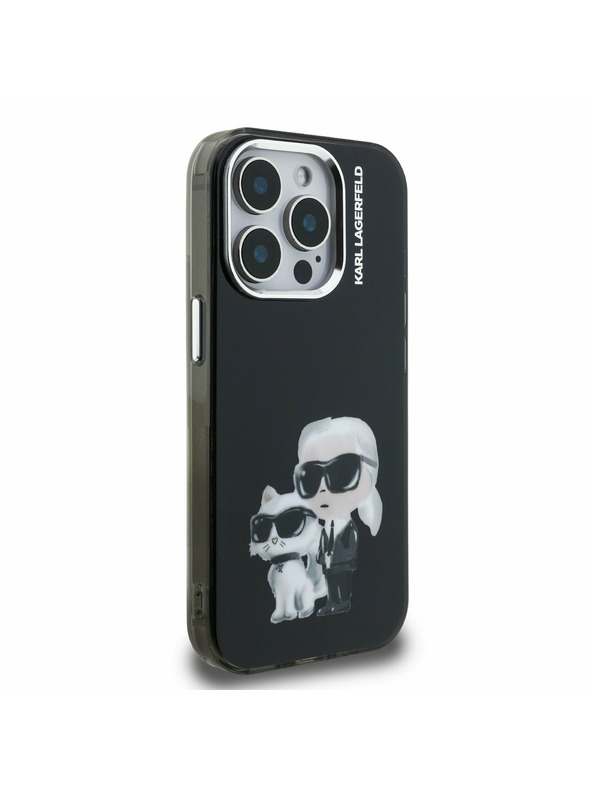 Karl Lagerfeld Karl Lagerfeld IML Aquarelle Karl and Choupette zadnji pokrov za iPhone 15 Pro Black