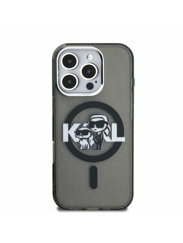 Karl Lagerfeld Karl Lagerfeld IML Glitter Karl and Choupette Sketch MagSafe zadnji pokrov za iPhone 16 Pro Black