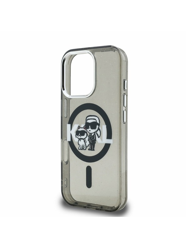 Karl Lagerfeld Karl Lagerfeld IML Glitter Karl and Choupette Sketch MagSafe zadnji pokrov za iPhone 16 Pro Black