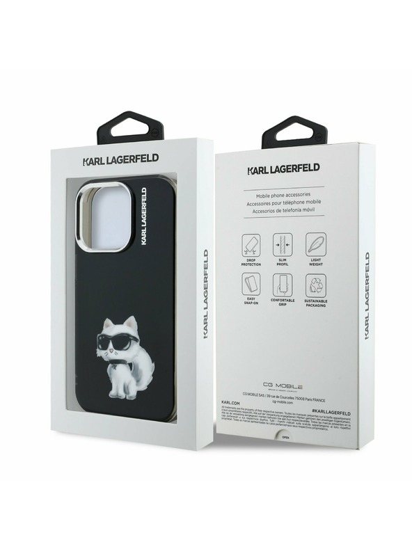 Karl Lagerfeld Karl Lagerfeld IML Aquarelle Choupette zadnji pokrov za iPhone 15 Pro Black