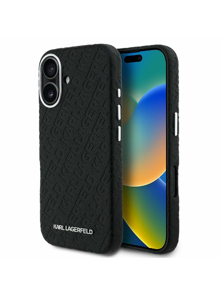 Karl Lagerfeld Karl Lagerfeld Grained PU Repeated Logo MagSafe zadnji pokrov za iPhone 16 Black