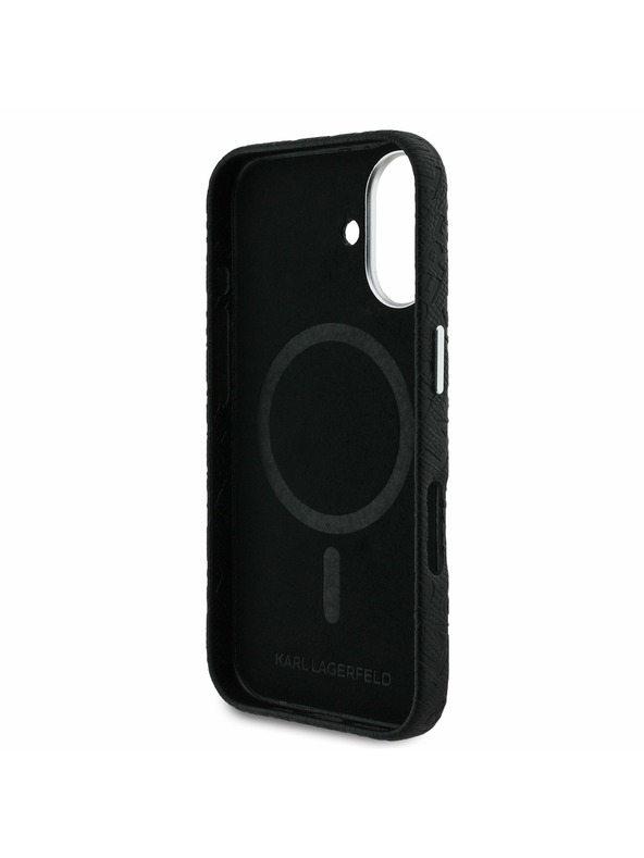 Karl Lagerfeld Karl Lagerfeld Grained PU Repeated Logo MagSafe zadnji pokrov za iPhone 16 Black