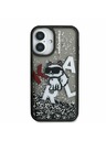 Karl Lagerfeld Karl Lagerfeld Liquid Glitter Scattered Choupette zadnji pokrov za iPhone 16 Black