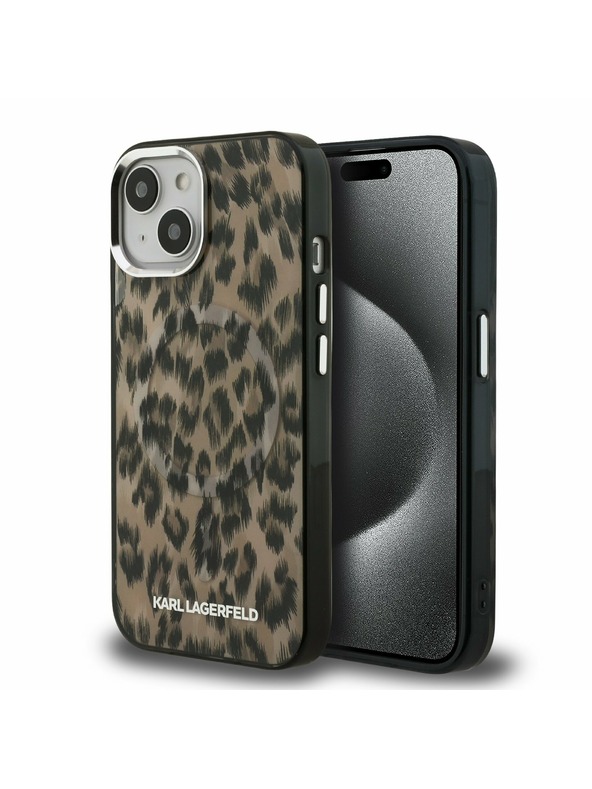 Karl Lagerfeld Karl Lagerfeld IML Leopard MagSafe Zadnji Pokrov za iPhone 15 Rjav