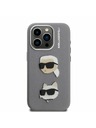 Karl Lagerfeld Karl Lagerfeld Grained PU K&CH Heads Zadnji ovitek za iPhone 15 Pro Grey