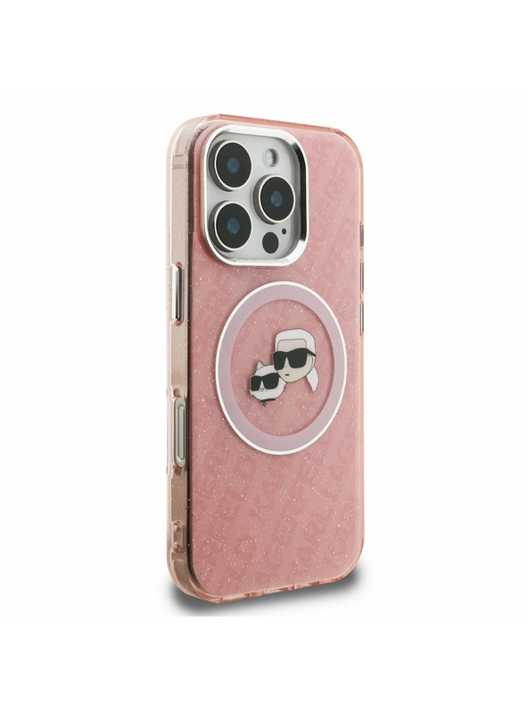 Karl Lagerfeld Karl Lagerfeld IML K&CH Heads Repeated Logo MagSafe Zadnji ovitek za iPhone 16 Pro Pink