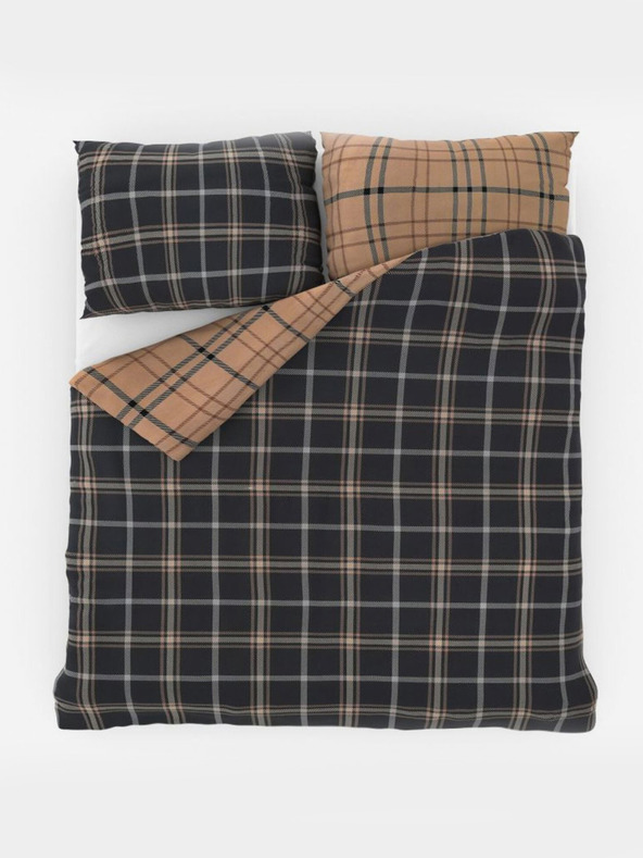 Kvalitex Francoska bombažna posteljnina NORDIC COLLECTION 240x200, 70x90cm KARO temno rjava