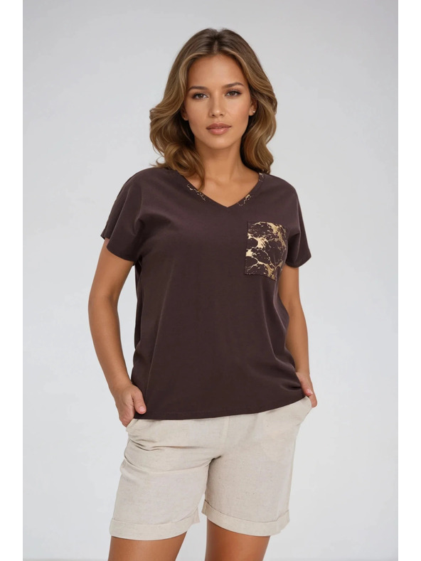 Moodo Ženska bombažna majica Moodo – rjava