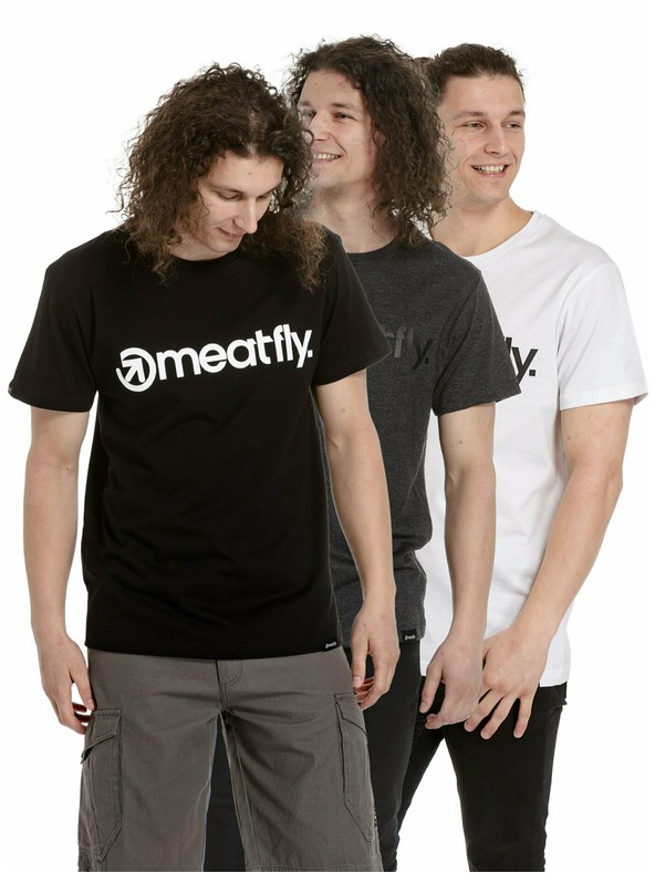 Meatfly Meatfly paket moških majic MF Logo Multipack Black/Charcoal Heather/White | Črna | Velikost