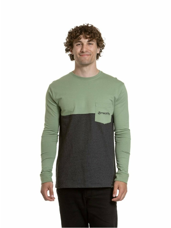 Meatfly Meatfly moška majica z dolgimi rokavi Harvey Basil / Charcoal Heather