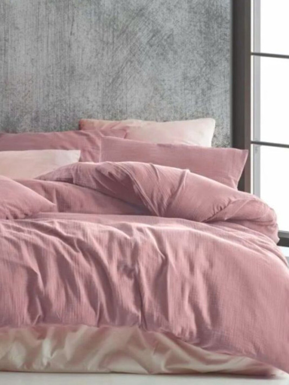 Kvalitex Muslinasto posteljno perilo 140x200, 70x90cm rožnato Kvalitex