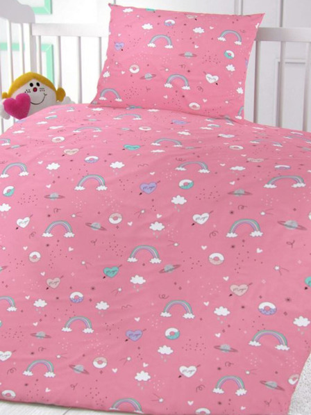 Kvalitex Bombažna posteljnina za otroško posteljico Obláčky roza