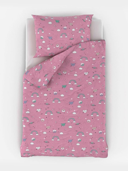 Kvalitex Bombažna posteljnina za otroško posteljico Obláčky roza