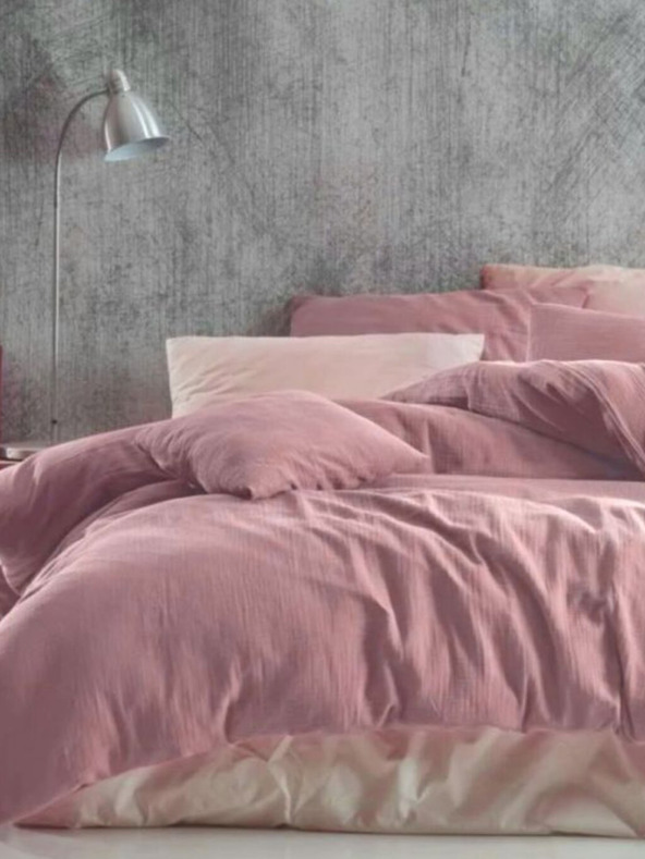 Kvalitex Francoska muslinska posteljnina 220x200, 70x90cm roza Kvalitex