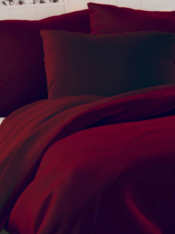 Kvalitex Svileni podaljšan komplet posteljnine LUXURY COLLECTION 140x220, 70x90 cm vinsko rdeč Kvalitex
